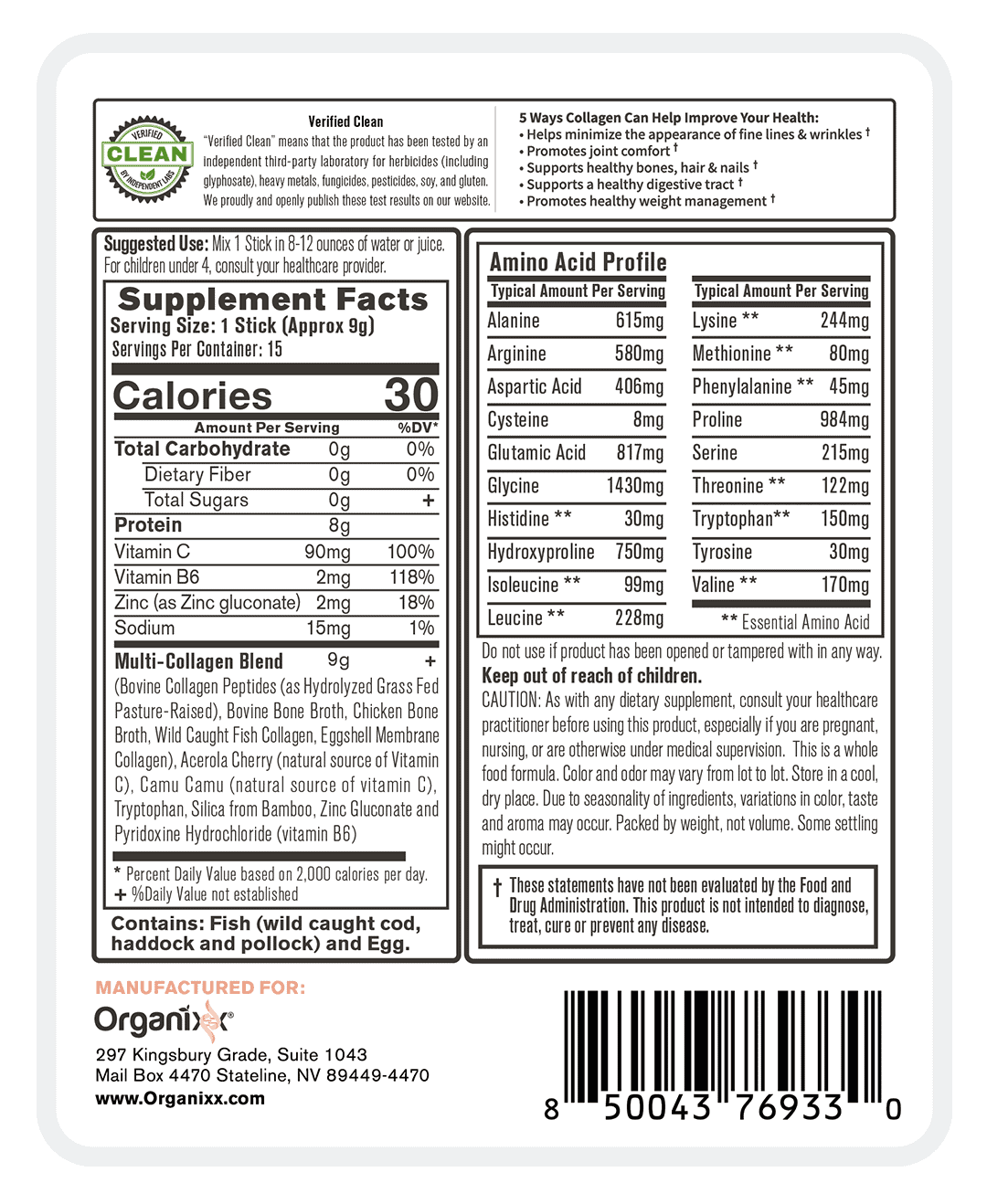 Clean Sourced Collagens - On-the-Go Label