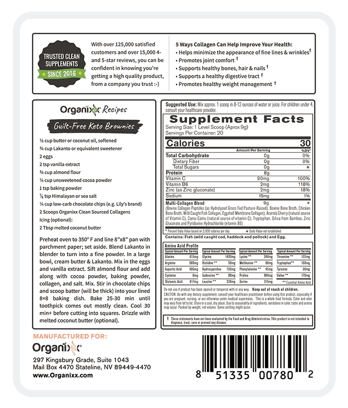 Clean Sourced Collagens | 20 servings Label